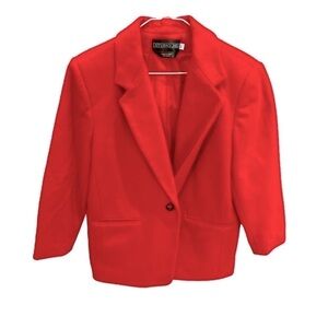 Vintage Studio 205 Red Wool Christmas Cashmere Blazer Single Button Size 10P